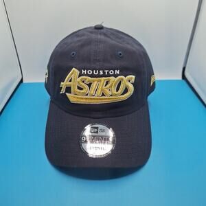 Houston Astros New Era Throwback 9TWENTY Adjustable Hat Navy MLB Cotton